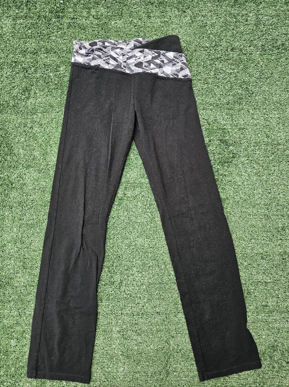 Victoria's Secret Black Track Pants with Gray Patterned Waistband